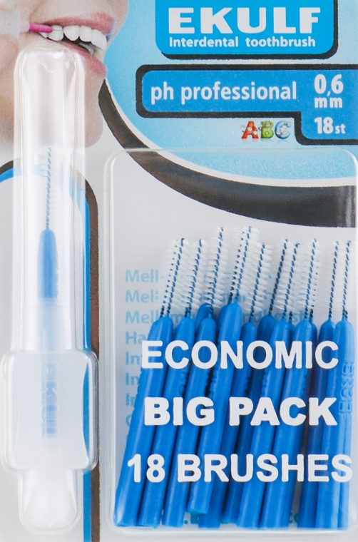Щетки для межзубных промежутков, 0.6 мм, синие - Ekulf Ph Professional