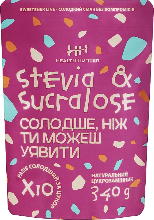 Заменитель сахара "Стевия и сукралоза" - Health Hunter Stevia & Sucralose 1:10 — фото N1
