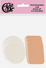 Спонж CS069WB для макіяжу коло + квадрат 6в1, білий + бежевий - Cosmo Shop Sponge — фото N1