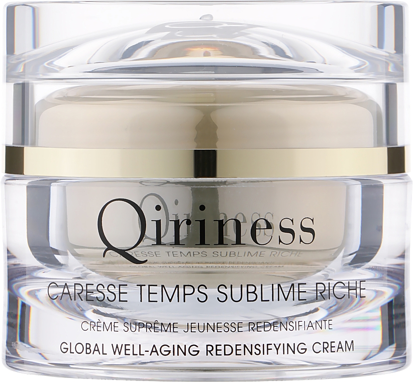 Антивіковий, відновлювальний крем комплексної дії, збагачений, натуральна лінія - Qiriness Caresse Temps Sublime Riche Global Well-Aging Redensifying Cream — фото N1