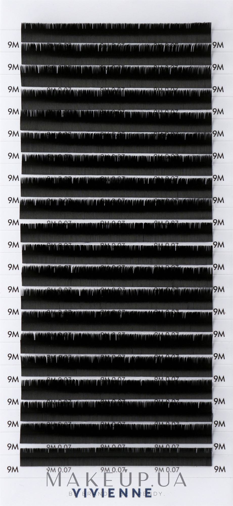 Накладні вії "Elite", чорні, 20 ліній (0,07, M, 9) - Vivienne — фото 1уп