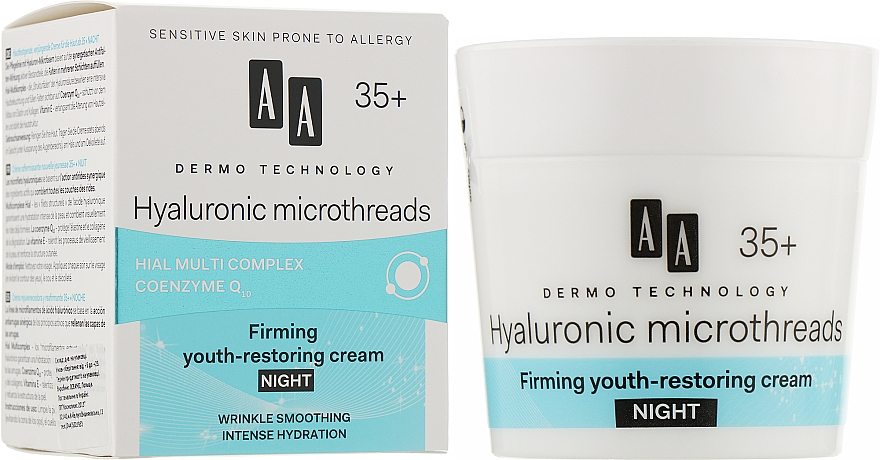 Ночной крем против морщин для лица 35+ - AA Dermo Technology Hyaluronic Microthreads Filling Anti-Wrinkle Night Cream  — фото N2