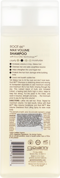 Шампунь "Рут 66 Максимальний об'єм" - Giovanni Eco Chic Hair Care Root 66 Max Volume Shampoo — фото N2