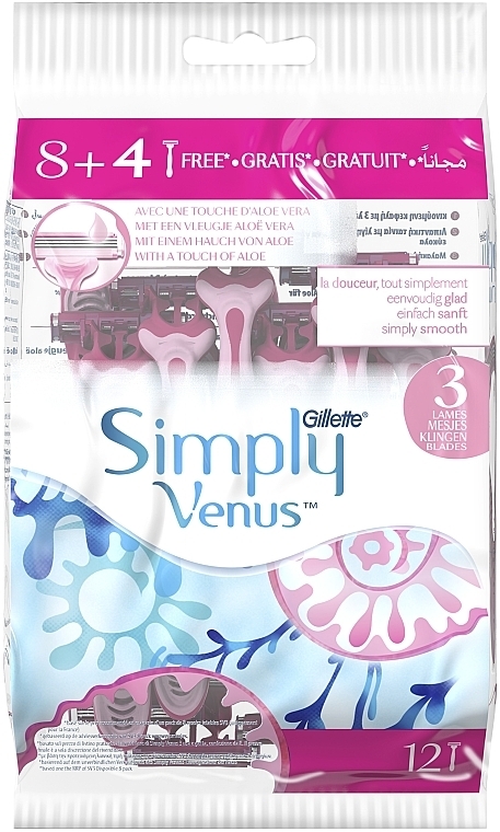 Одноразові станки для гоління, 12 шт. - Gillette Venus 3 Simply — фото N2