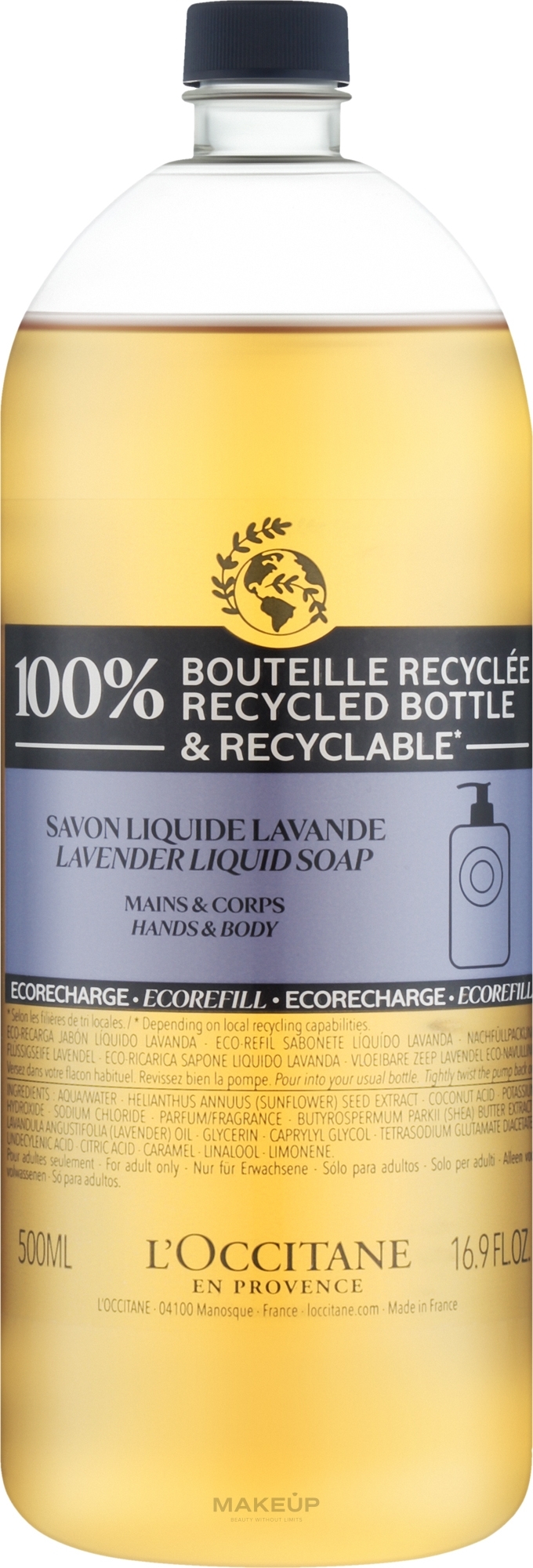 Мыло жидкое "Лаванда" - L'Occitane Lavande Liquid Soap Refill — фото 500ml