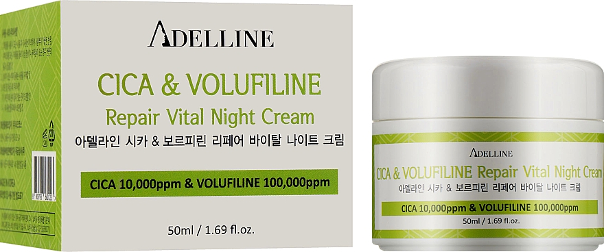 Нічний крем для обличчя з центелою та волюфіліном - Adelline Cica Volufiline Repair Vital Night Cream — фото N2