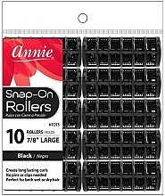 Парфумерія, косметика Бігуді для волосся, чорні, 10 шт. - Annie Snap-On Rollers Large Black 7/8"