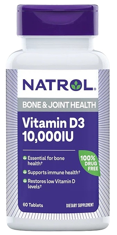 Вітамін D3 - Natrol Vitamin D3 Maximum Strength Bone & Joint Tablets 10 000IU — фото N1