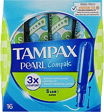 Тампони з аплікатором, 16 шт. - Tampax Pearl Compak Super — фото N1