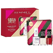 Духи, Парфюмерия, косметика Набор - Rimmel Gold & Shock Nail Kit White (laquer/2х8ml + top/coat/12ml + bag)