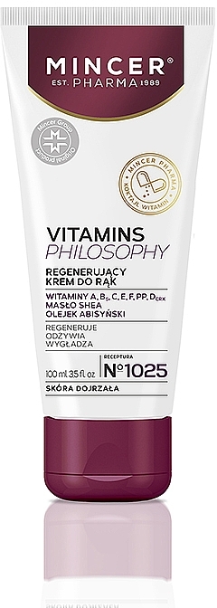 Регенерувальний крем для рук - Mincer Pharma Vitamin Philosophy Regenerating Hand Cream 1025 — фото N1