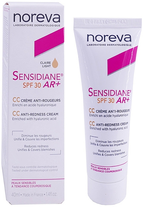 CC-крем - Noreva Laboratoires Sensidiane AR+ CC Cream Light SPF30 — фото N1