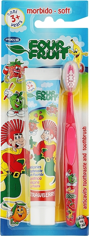 УЦІНКА Набір для дітей від 3-х років - Piave Four Fruit (toothpast/50ml + toothbrush/1pc) * — фото N1