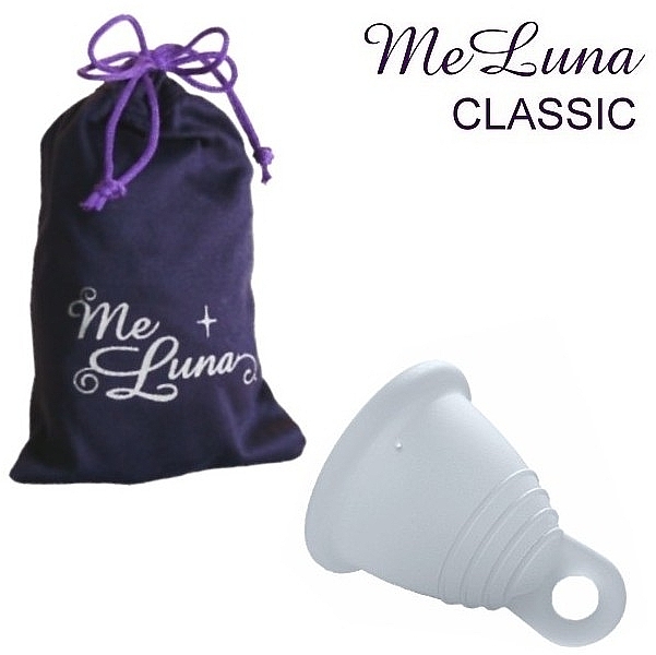 Менструальна чаша з петлею, розмір S, прозора - MeLuna Classic Shorty Menstrual Cup Ring — фото N1