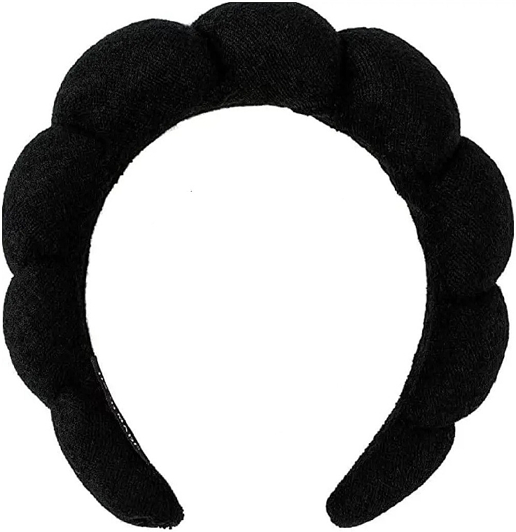 Пушистый мягкий обруч ободок для умывания и бьюти-процедур, черный - BlackShade — фото N1