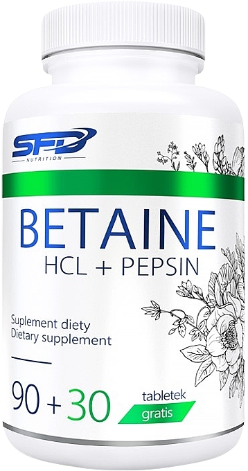 Харчова добавка "Бетаїн гідрохлорид + пепсин" - SFD Nutrition Betaine HCL + Pepsin — фото N1