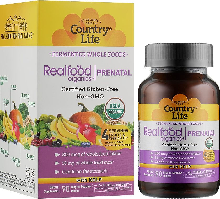 Пренатальний комплекс - Country Life Real Food Organics Prenatal Daily Nutrition — фото N2