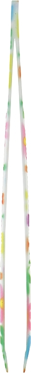 Профессиональный косметический прямой пинцет P-16, белый с цветами - Beauty LUXURY — фото N2