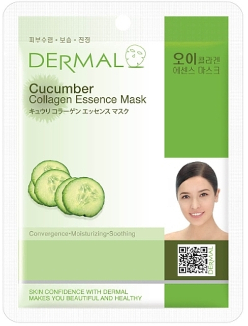Коллагеновая тканевая маска для лица с экстрактом огурца - Dermal Cucumber Collagen Essence Mask — фото N1