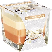 Ароматическая трехслойная свеча в стакане "Ванильный капкейк" - Bispol Scented Candle Vanilla Cupcake — фото N1