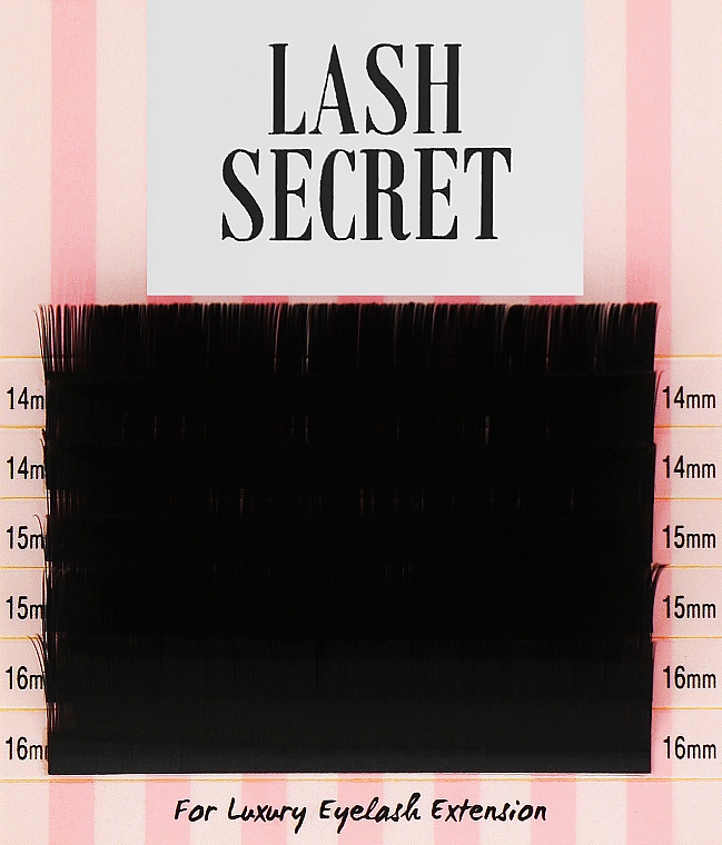 Накладные ресницы, черные, микс, 6 линий (0.07, C, (14,15,16)) - Lash Secret — фото N1