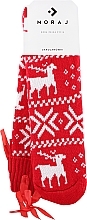 Гольфы женские теплые выше колена с норвежским узором, красные - Moraj — фото N1