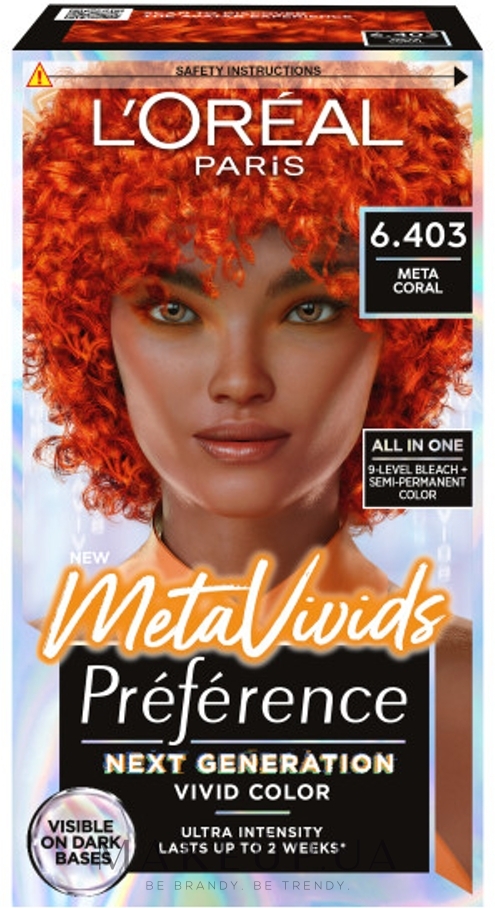 Фарба для волосся - L'Oreal Paris Preference Vivid Color MetaVivids — фото 6.403 - Meta Coral