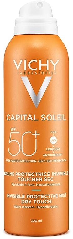Сонцезахисний зволожуючий водостійкий спрей-вуаль SPF50 - Vichy Capital Soleil SPF 50 Invisible Hydrating Mist