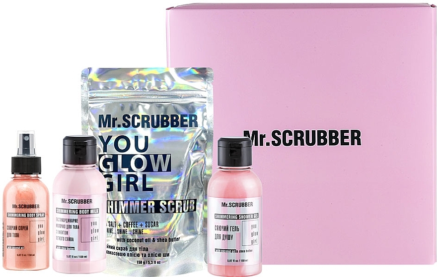 Набір - Mr.Scrubber Shine (scr/150ml + gel/150ml + b/milk/150ml + spray/150ml) — фото N1