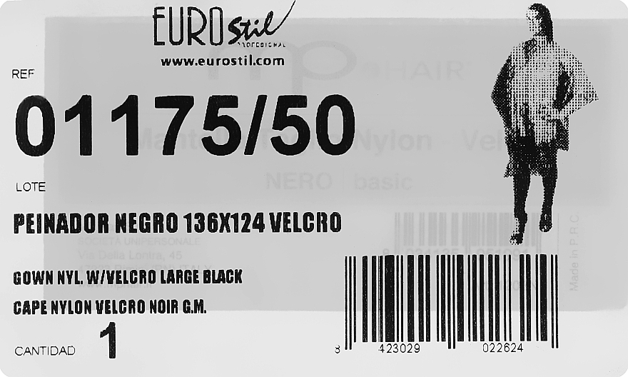 Парикмахерская накидка 136х124см, черная - Eurostil — фото N2
