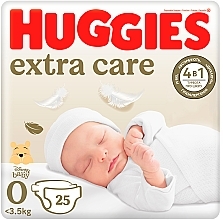 Подгузники Extra Care, размер 0 (до 3,5 кг), 25 шт. - Huggies — фото N1