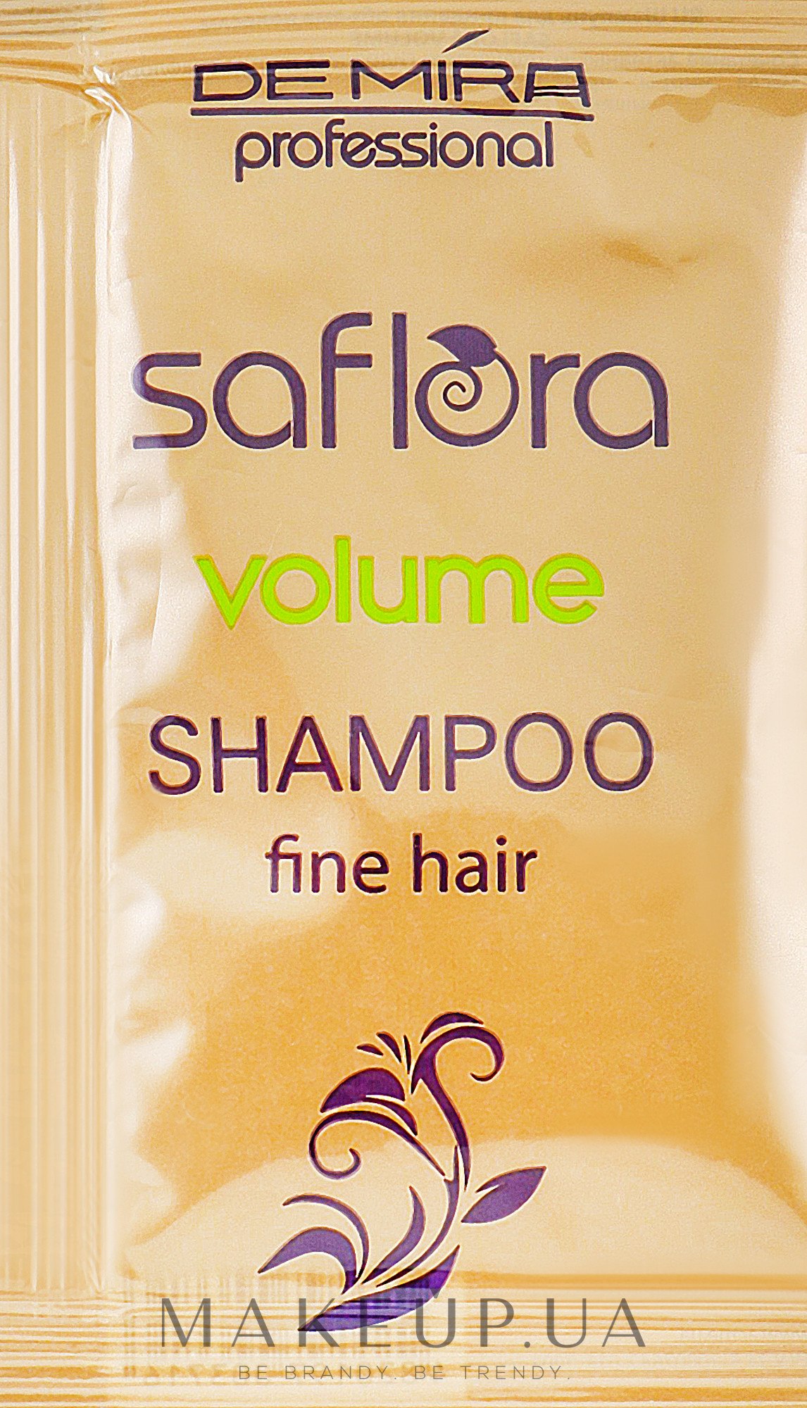 Профессиональный шампунь для домашнего ухода за тонкими волосами без объема - Demira Professional Saflora Volume (пробник) — фото 15ml