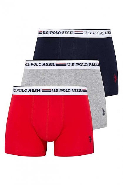 Труси-шорти, 3 шт. (navy, grey melange, red) - U.S. Polo Assn. — фото N1