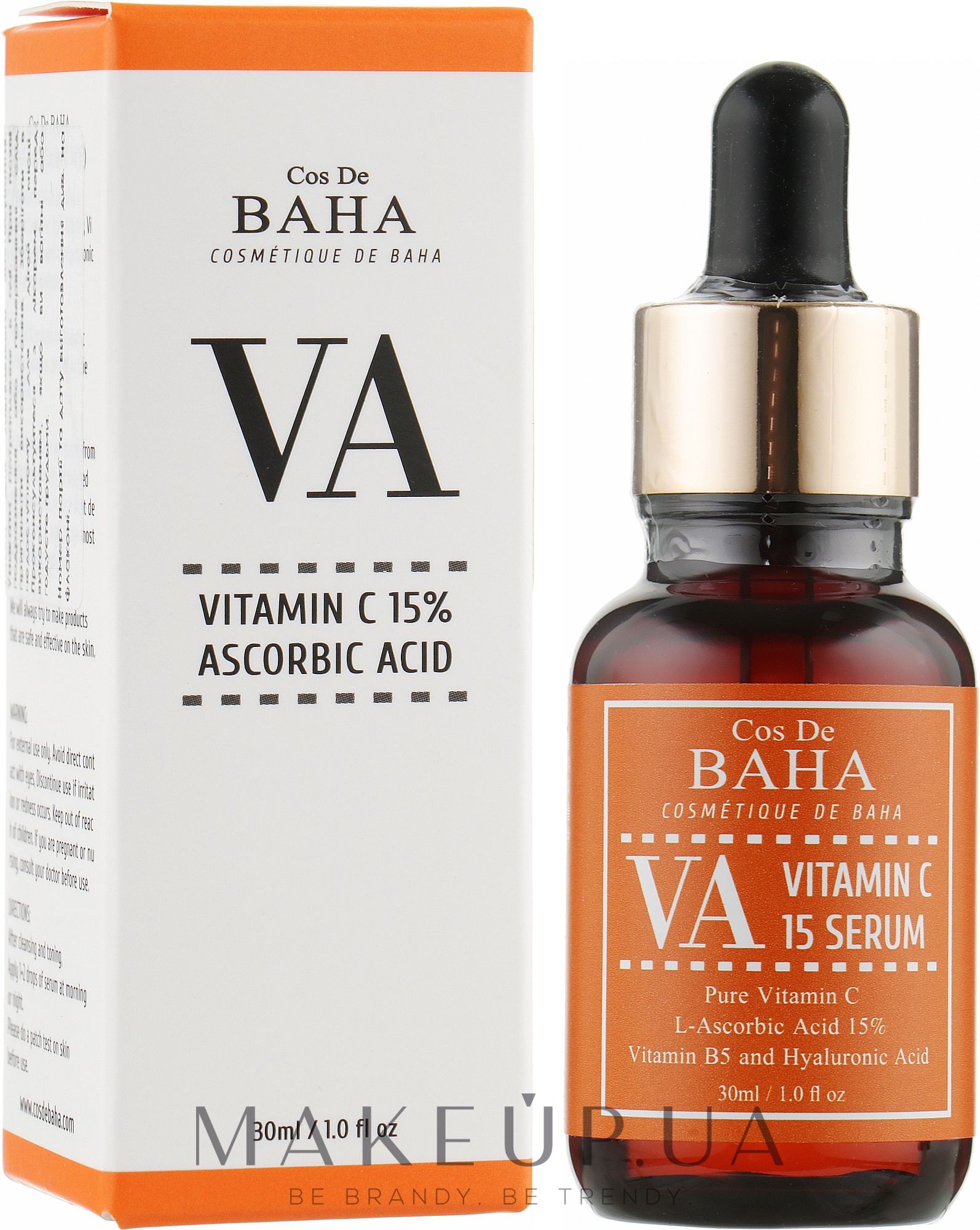 Сироватка для сяйва шкіри з вітаміном С й пантенолом - Cos De BAHA Vitamin C 15% Ascorbic Acid — фото 30ml