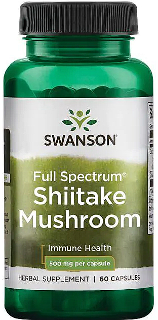 Харчова добавка "Гриб шиїтаке", 500 мг, 60 капсул - Swanson Shiitake Mushroom — фото N1