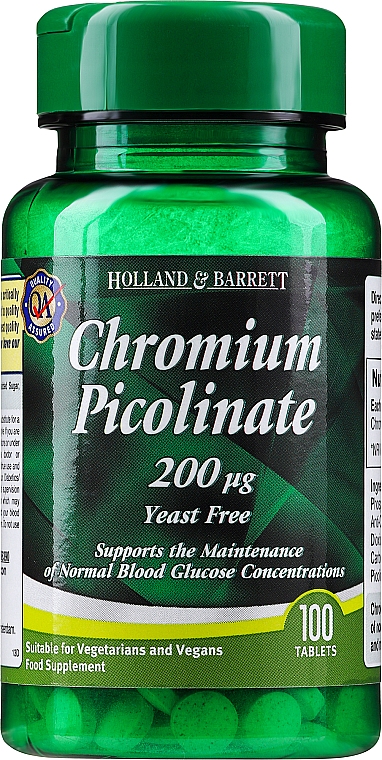 Пищевая добавка "Пиколинат хрома", 200 мкг - Holland & Barrett Chromium Picolinate — фото N1