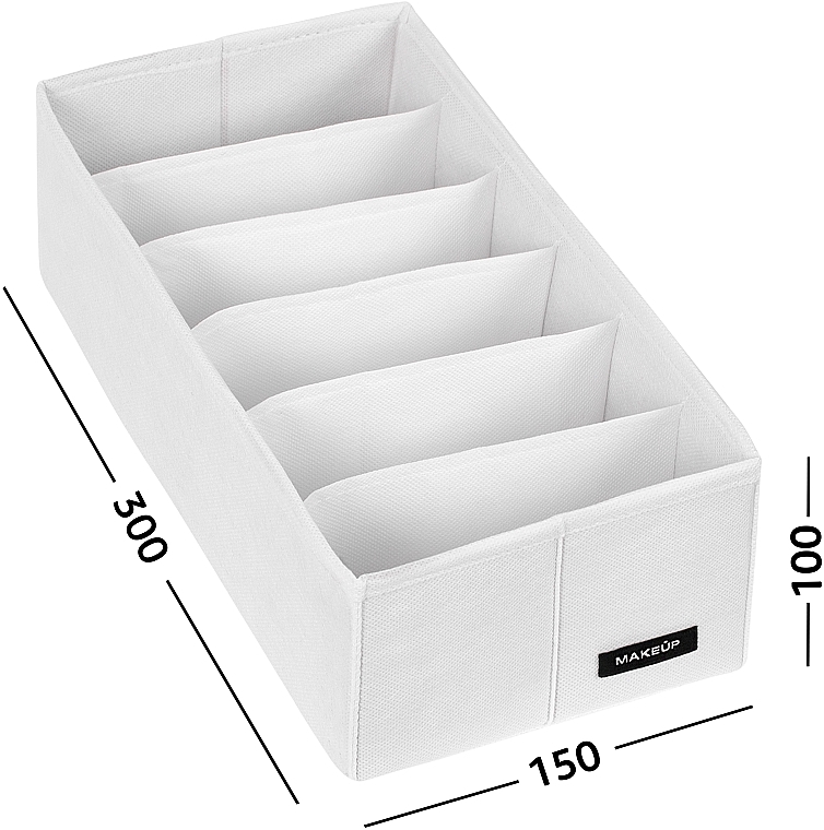 Органайзер для хранения с 6 ячейками, белый 30х15х10 см "Home" - MAKEUP Drawer Underwear Organizer White — фото N2