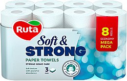 Духи, Парфюмерия, косметика Полотенца бумажные "Soft & Strong", белые 3 слоя 8 рулонов - Ruta Paper Towel