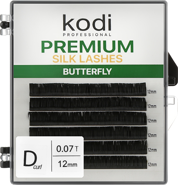 Накладные ресницы Butterfly Green D 0.07 (6 рядов: 12 мм) - Kodi Professional — фото N1