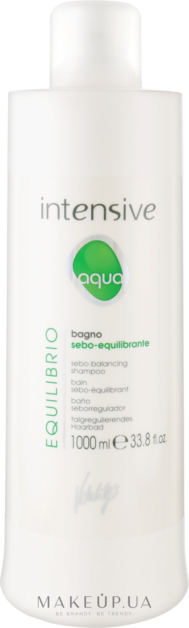 Шампунь себонормалізуючий - vitality's Intensive Aqua Equilibrio Sebo-Balancing Shampoo — фото 1000ml