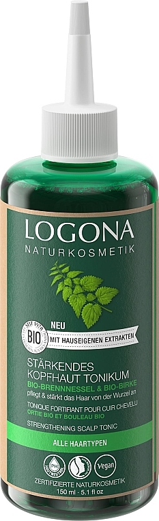 Тонік для шкіри головий "Органічна кропива і береза" - Logona Bio Organic Nettle and Birch Strengthening Scalp Toner — фото N1