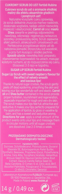 Сахарный скраб для губ - Floslek Lip Care Sugar Lip Scrub Fertodi Rubina — фото N3