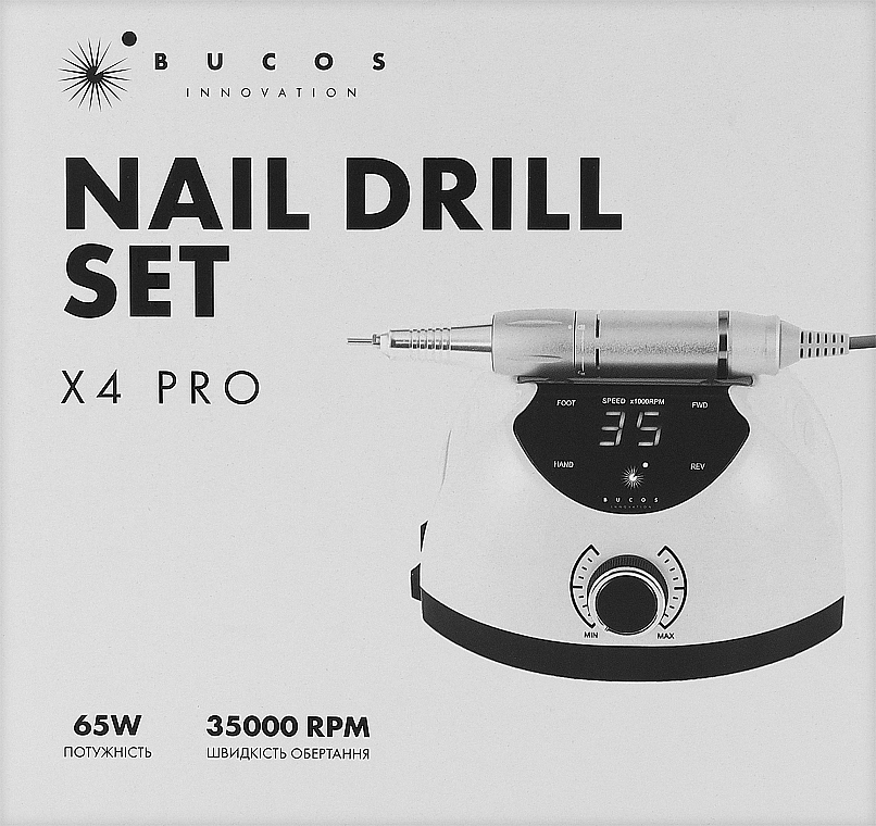 Фрезер для манікюру та педикюру, білий - Bucos Nail Drill X4 Pro White Pearl — фото N2