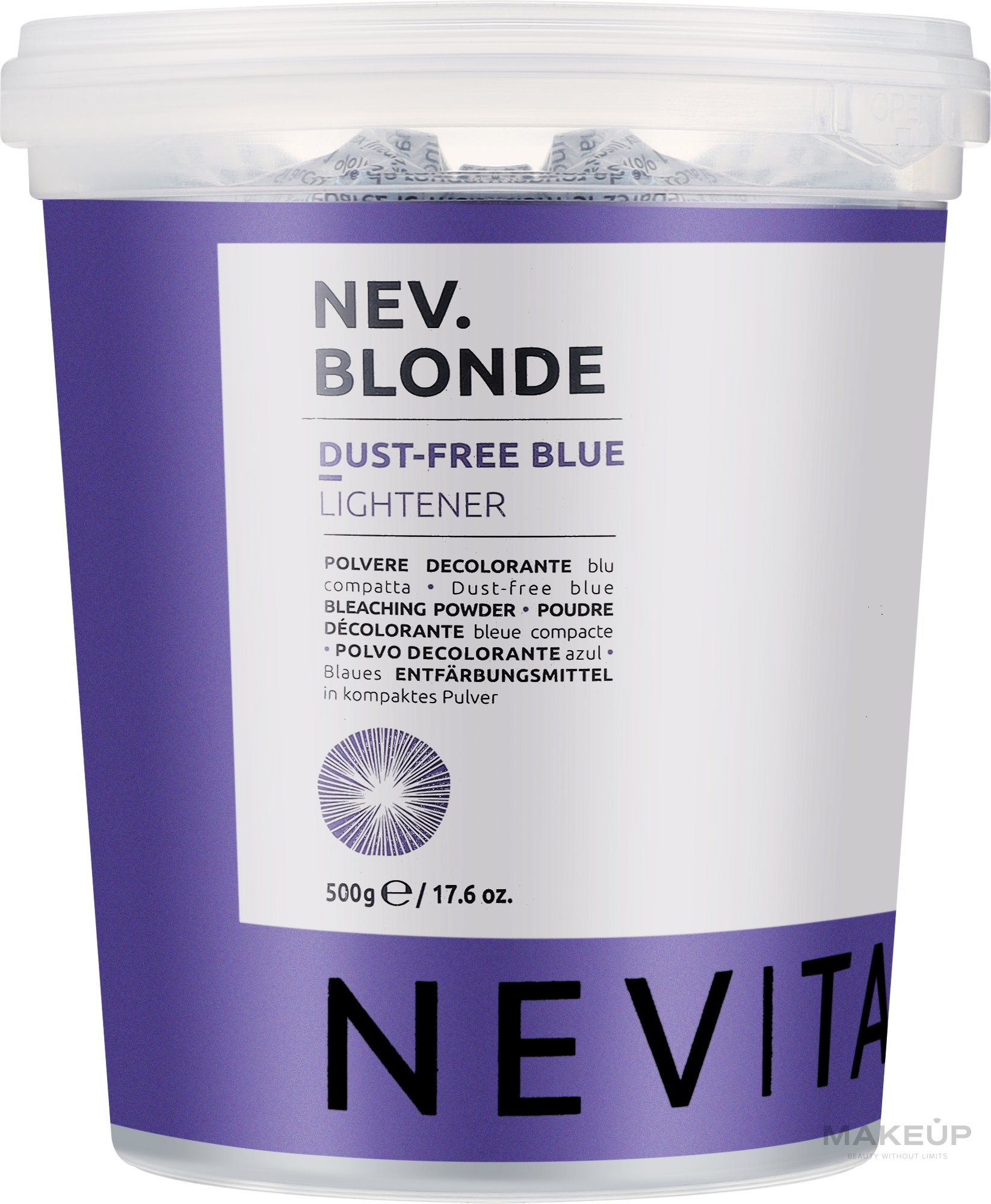 Синій освітлювальний порошок без пилу, 6 тонів - Nevitaly NEW Blonde Dust Free Blue Lightener — фото 500g