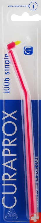 Монопучковая зубная щетка "Single CS 1006", малиново-салатовая - Curaprox
