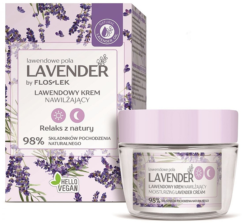 Лавандовий зволожувальний денний і нічний крем - FlosLek Lavender — фото N1