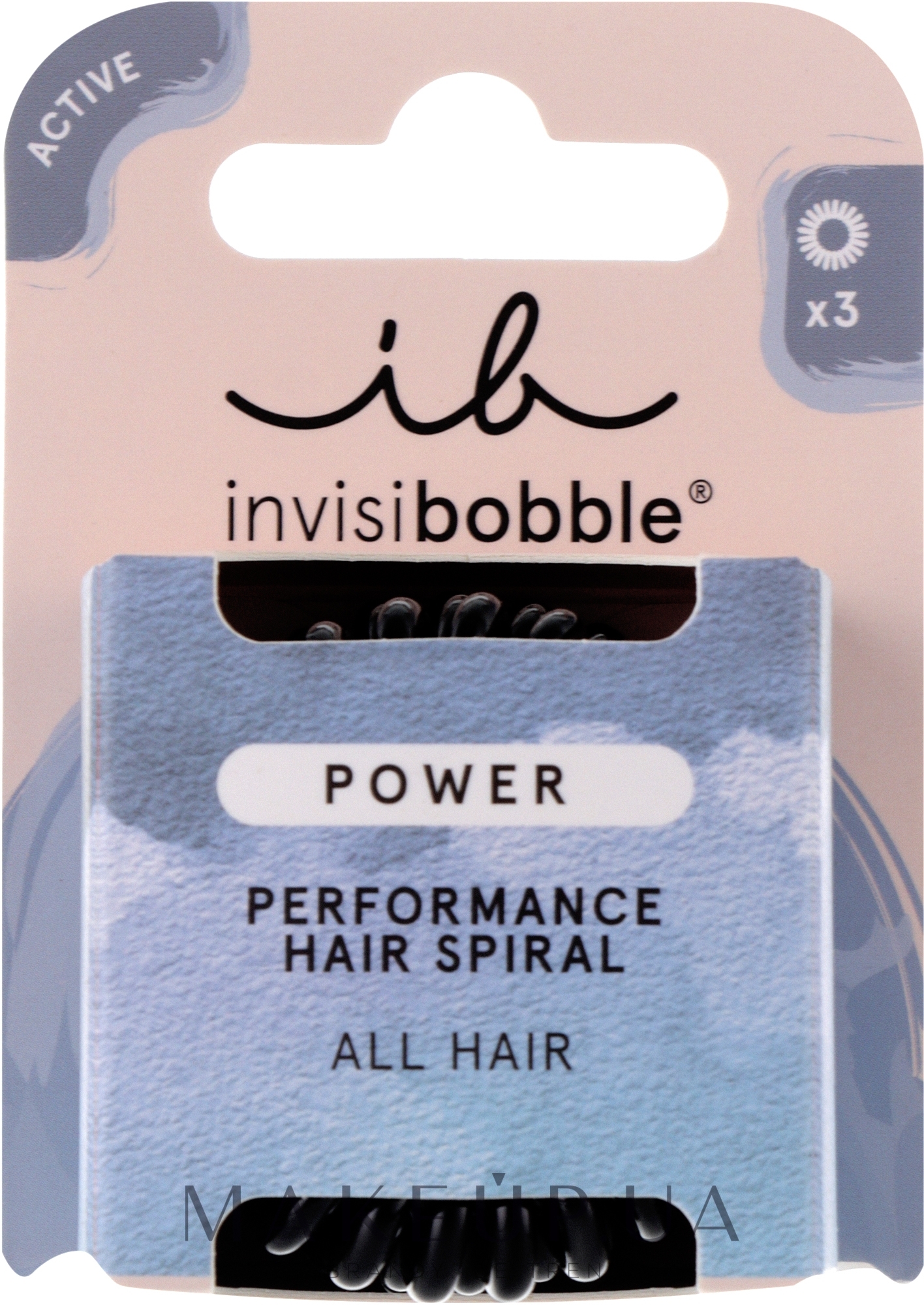 Резинка-браслет для волос - Invisibobble Power True Black Perfomance Hair Spiral — фото 3шт