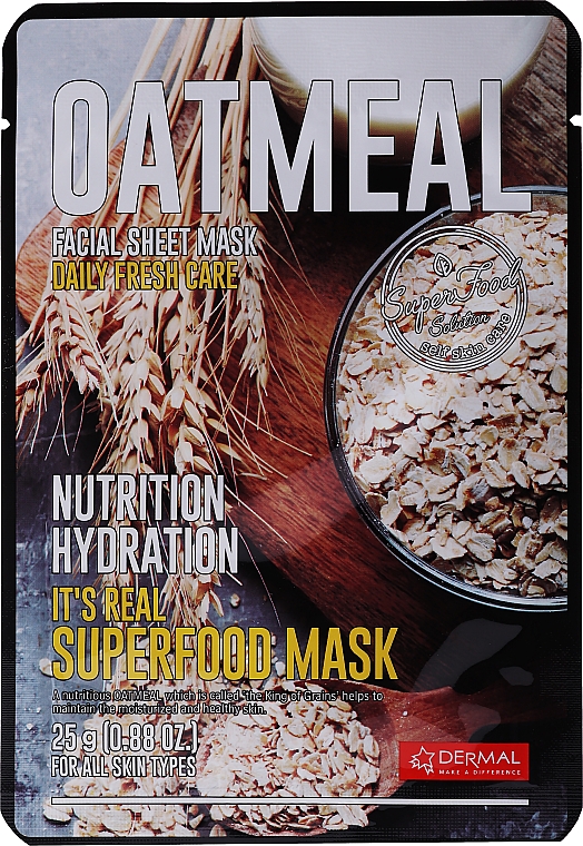 Маска для лица с овсянкой - Dermal It'S Real Superfood Mask Oatmeal — фото N1