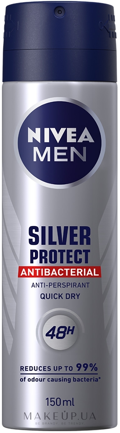 Антиперспірант "Срібний захист", спрей - NIVEA MEN Silver Protect Antibacterial Anti-Perspirant — фото 150ml