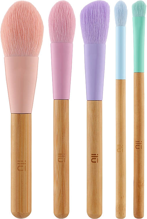 Набір пензлів для макіяжу, 5 шт. - Ilu Brush + Bamboo Tube Set — фото N1